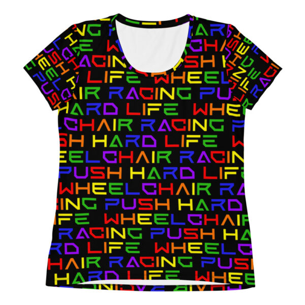 Wheelchair Racing Rainbow Women's Athletic T-shirt