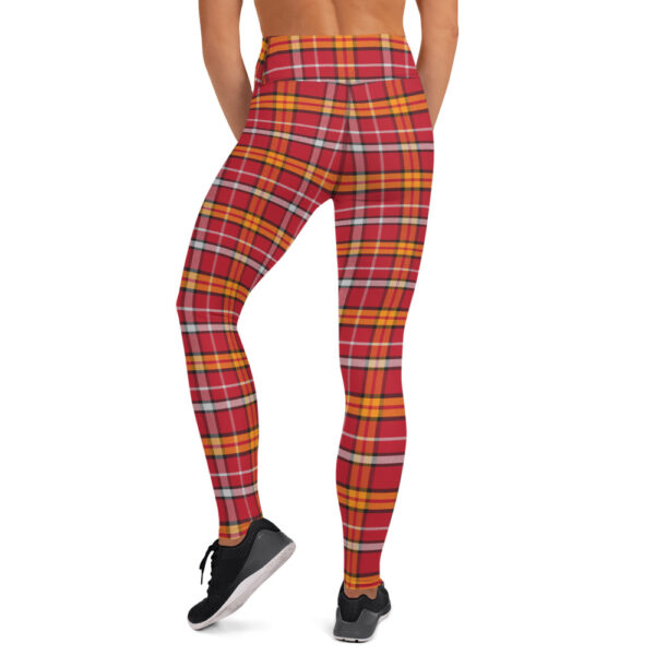 Women's Red/Orange Plaid Yoga Pants - Image 4