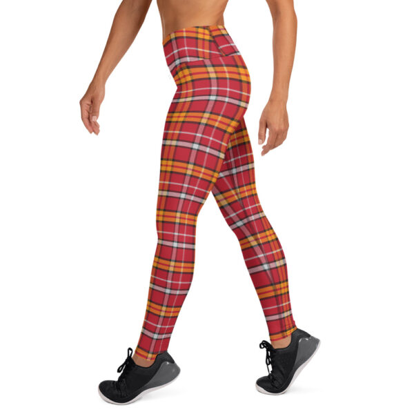 Women's Red/Orange Plaid Yoga Pants - Image 2