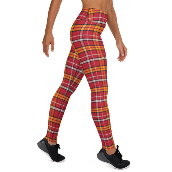 Women's Red/Orange Plaid Yoga Pants - Image 3